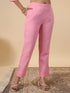 Pink Cotton Blend Yoke Embroidery Straight Kurta Set